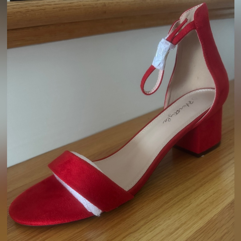 Red Block Heel Sandals